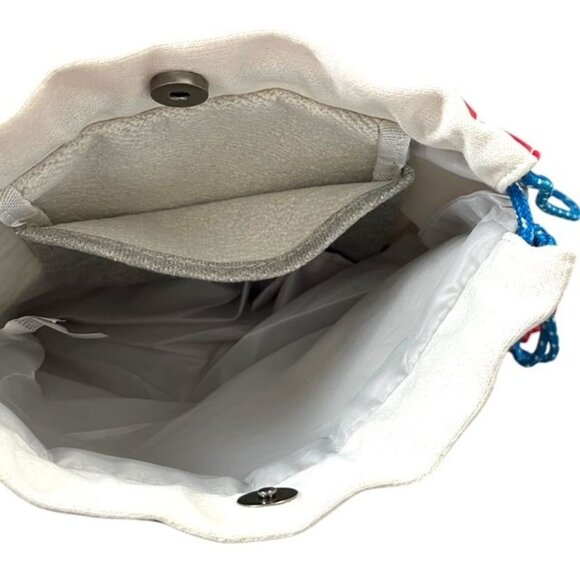 Target Shark Drawstring Backpack – Gray & Red with Fish Charm – Kids Novelty Bag - Picture 3 of 3